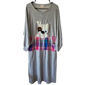 Vtg KITTENS Night Sweatshirt Pajama Sleep One Size Gray Doggie Puppy